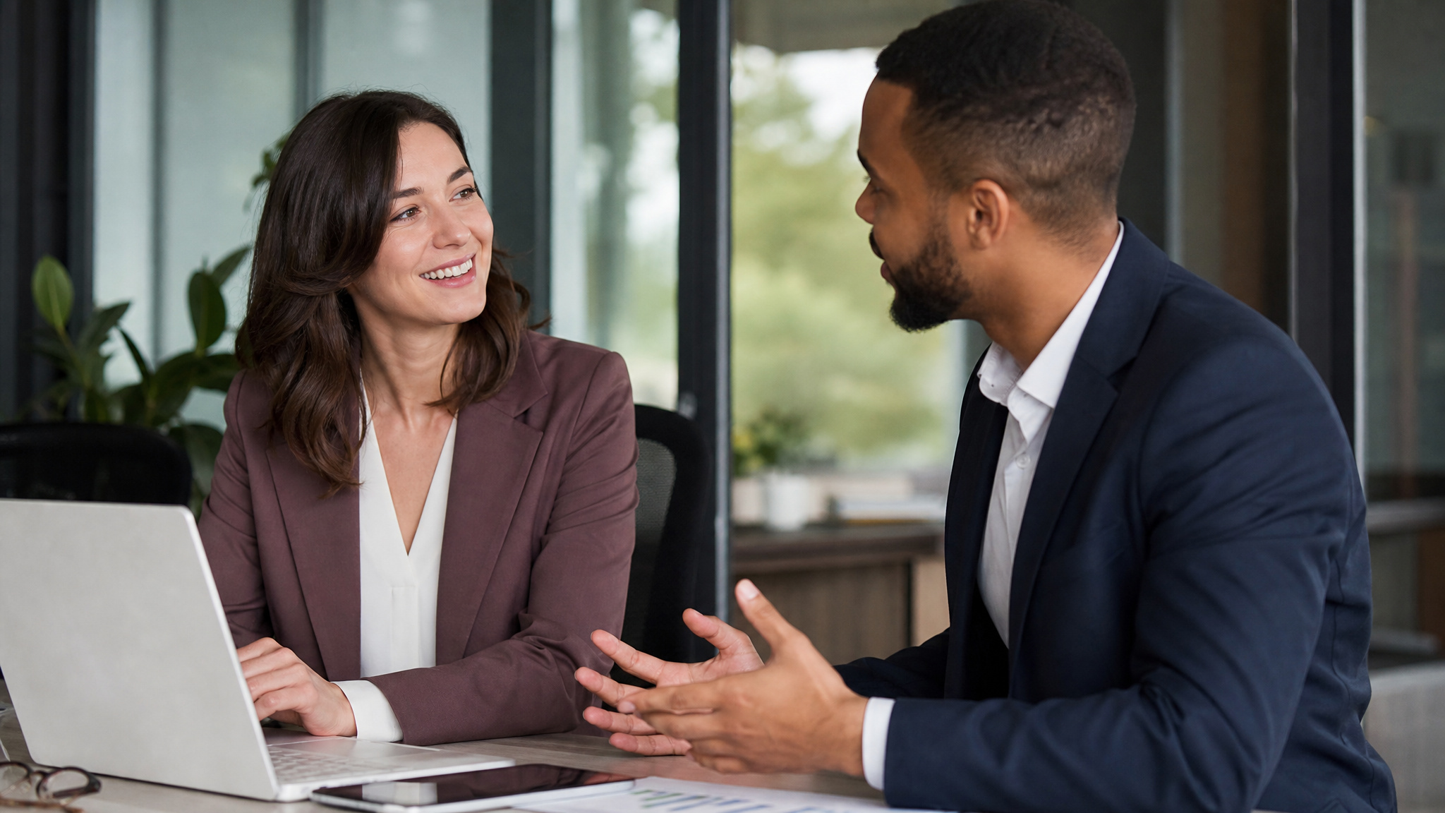 Two professionals in a business consultation